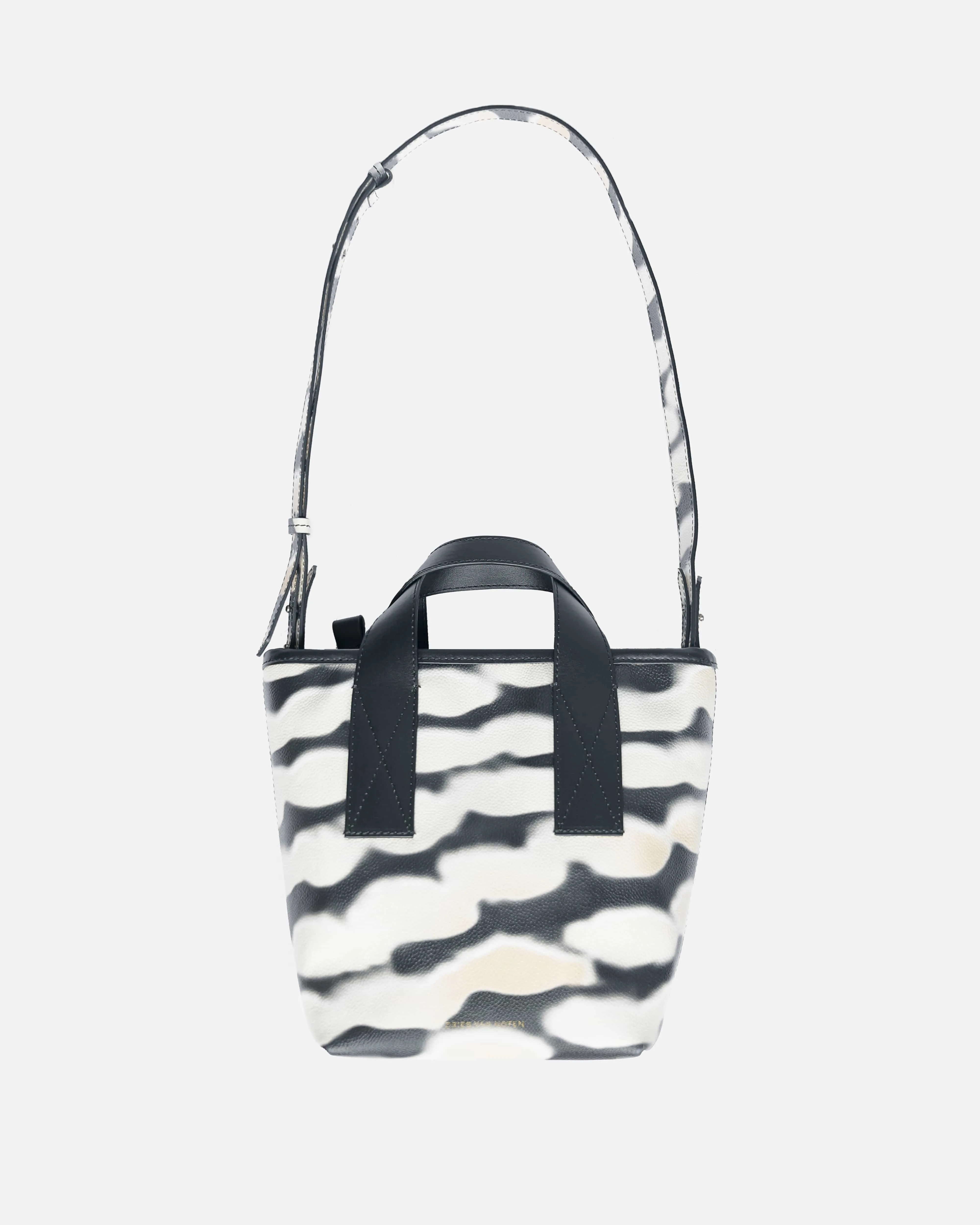 Dries Van Noten Print Leather Zip Tote in White