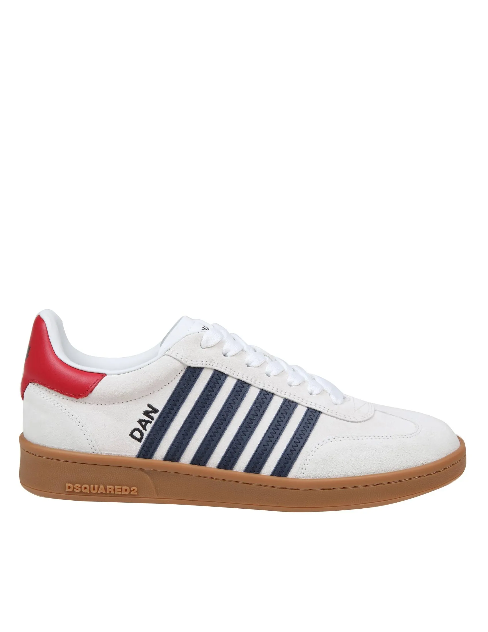 DSQUARED2 BOXER SNEAKERS IN WHITE/BLUE SUEDE LEATHER