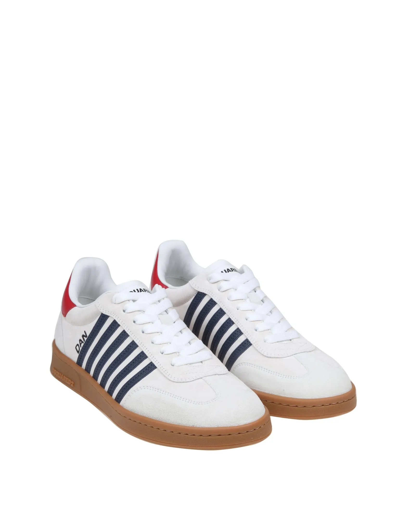 DSQUARED2 BOXER SNEAKERS IN WHITE/BLUE SUEDE LEATHER