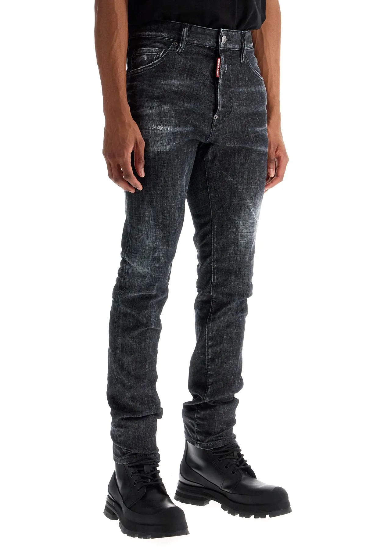 Dsquared2 Cool Guy Black Cotton Jeans With Faded Effect