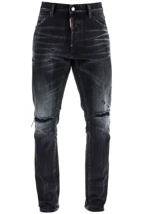 Dsquared2 Jeans In Cotone Nero Con Effetto Vintage