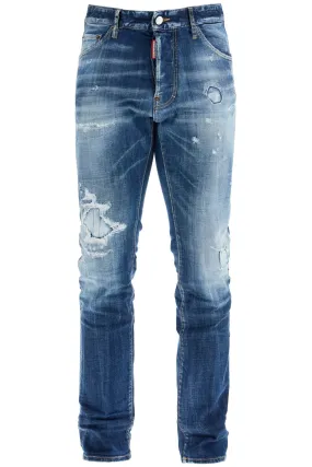 Dsquared2 Navy Blue Jeans In Cotton Vintage Effect