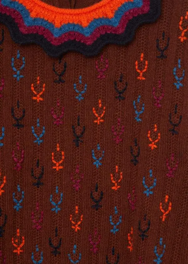 EMBROIDERY JUMPER WOMAN - NUTMEG