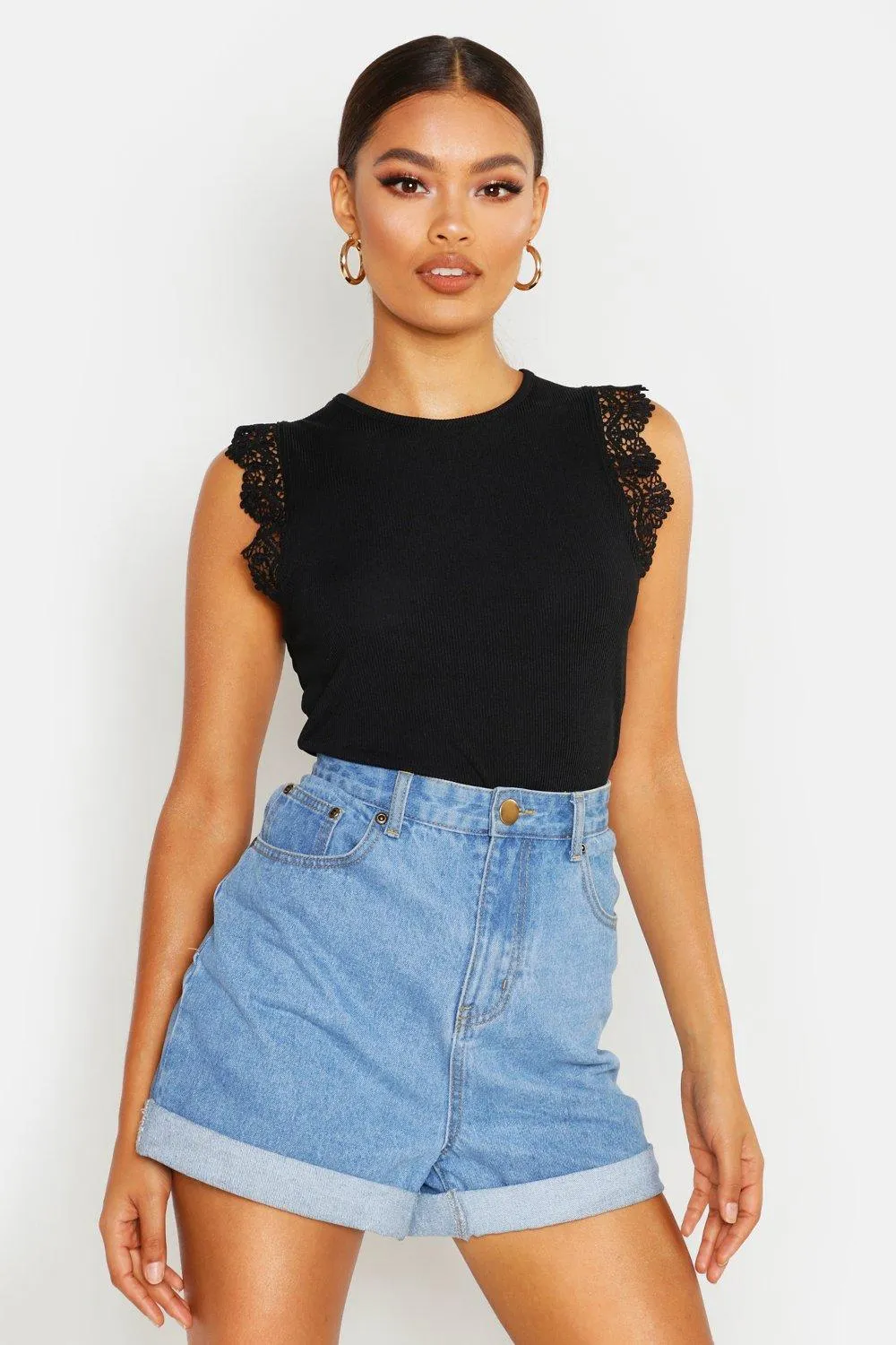 Eyelet Trim Tank Top