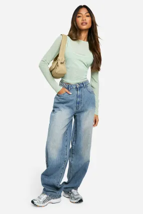 Faded Wide Leg Jeans
