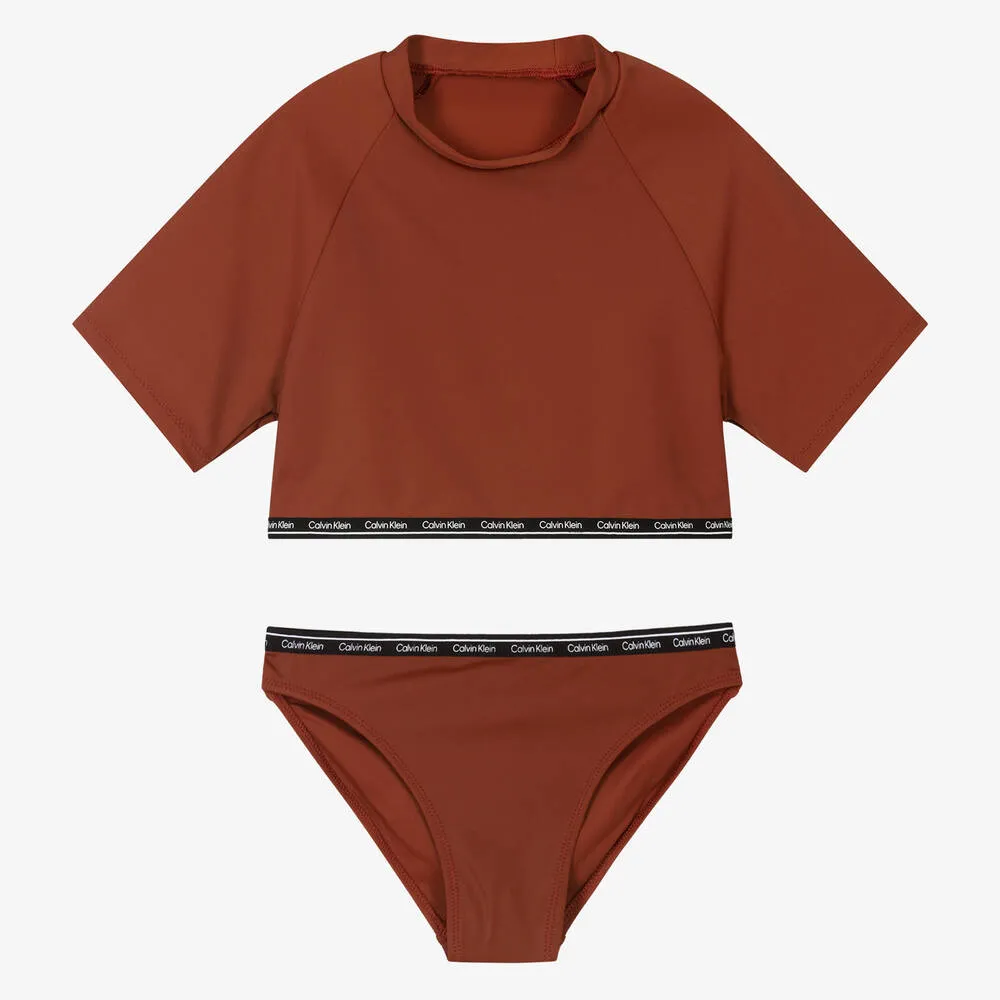 Girls Brown Logo Tankini