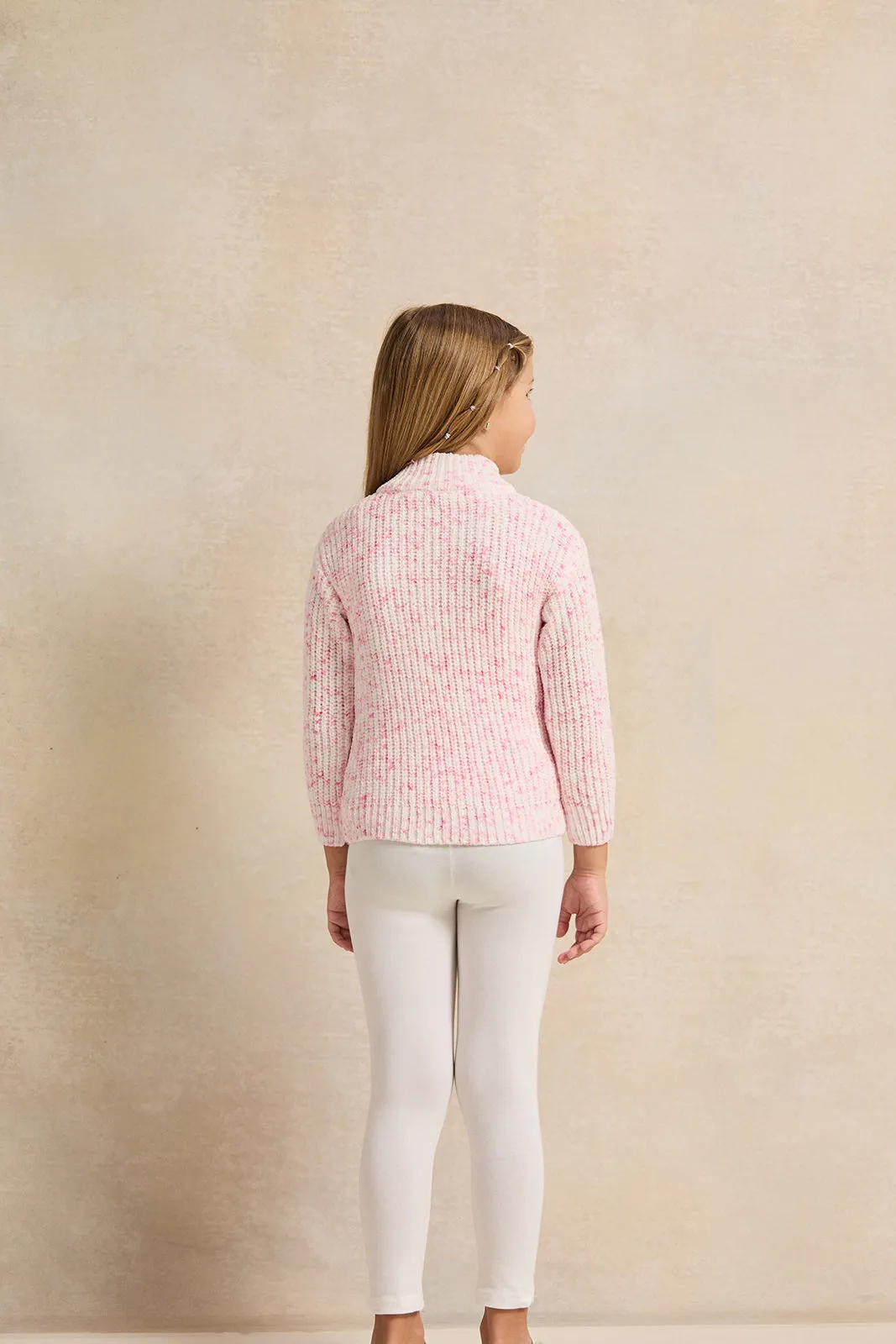 Girls Pink High Neck Pullover