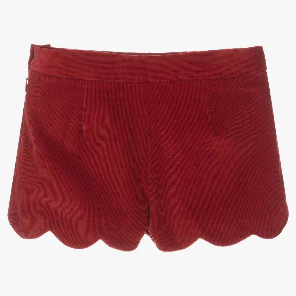 Girls Red Corduroy Shorts