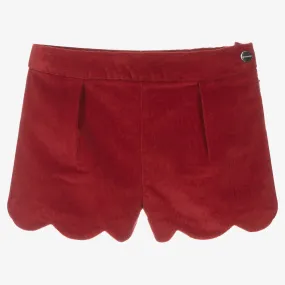 Girls Red Corduroy Shorts