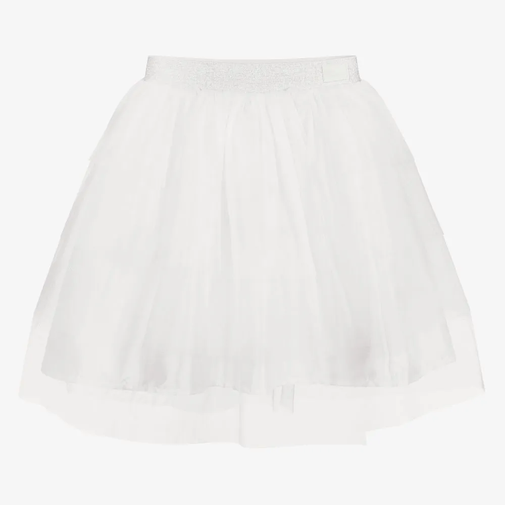 Girls White Tulle Skirt
