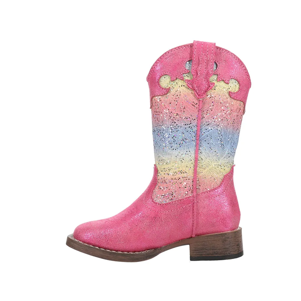 Glitter Lace Square Toe Cowboy Boots (Little Kid-Big Kid)