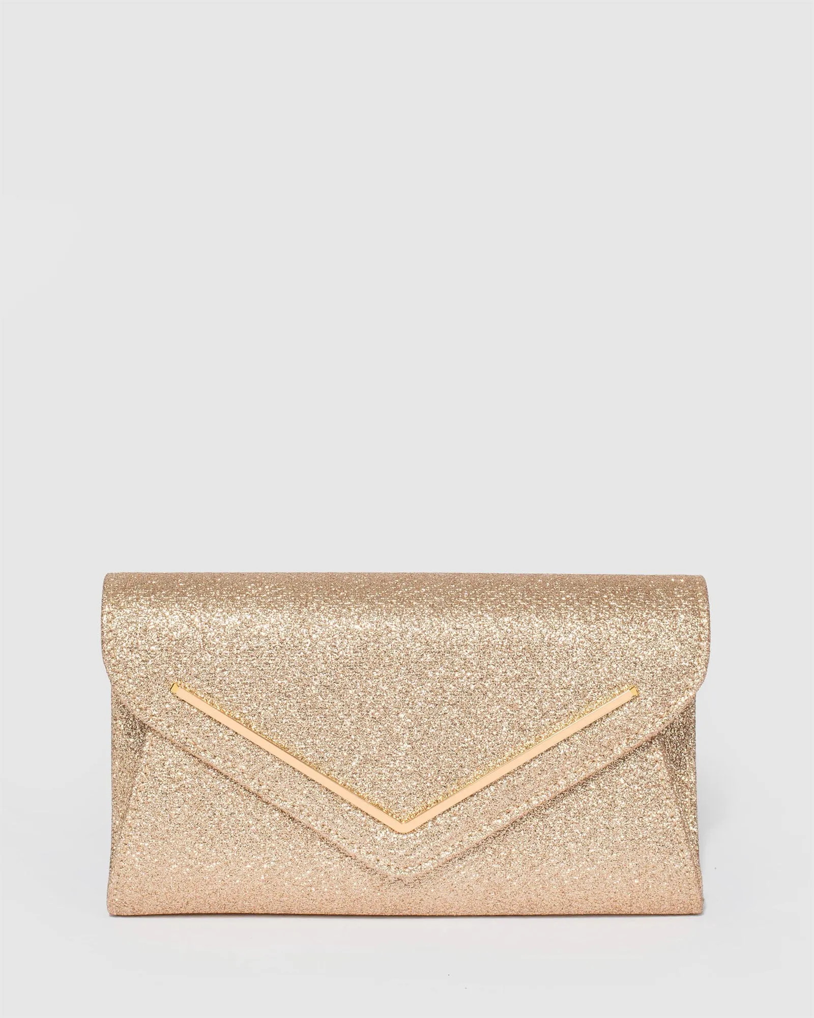 Gold Clare Metal Bar Clutch Bag