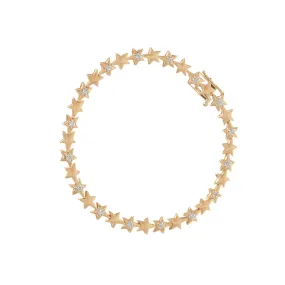 Gold Star and Diamond Tennis Bracelet