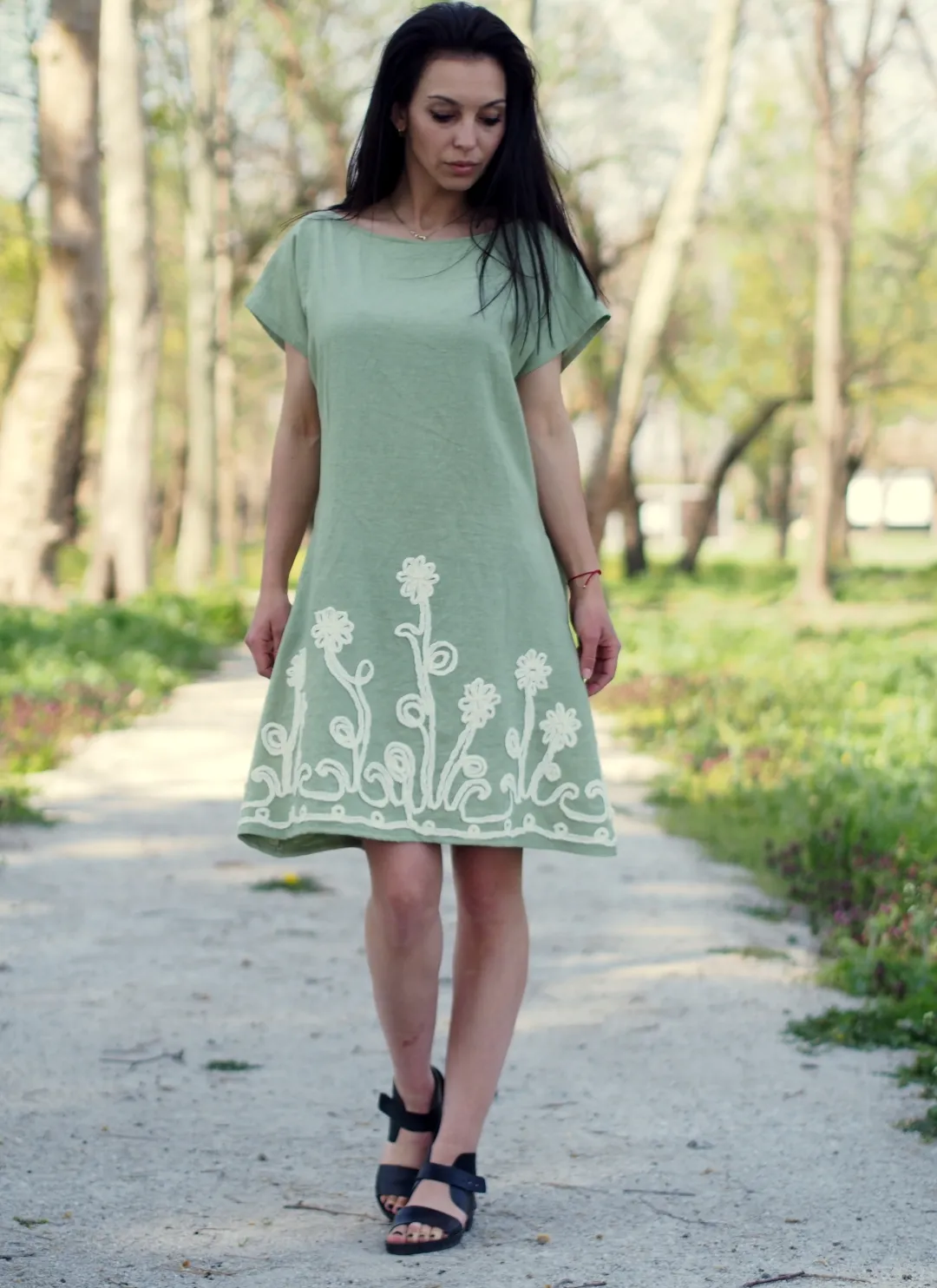 Green linen dress,linen dress for women,women linen dress,summer linen dress