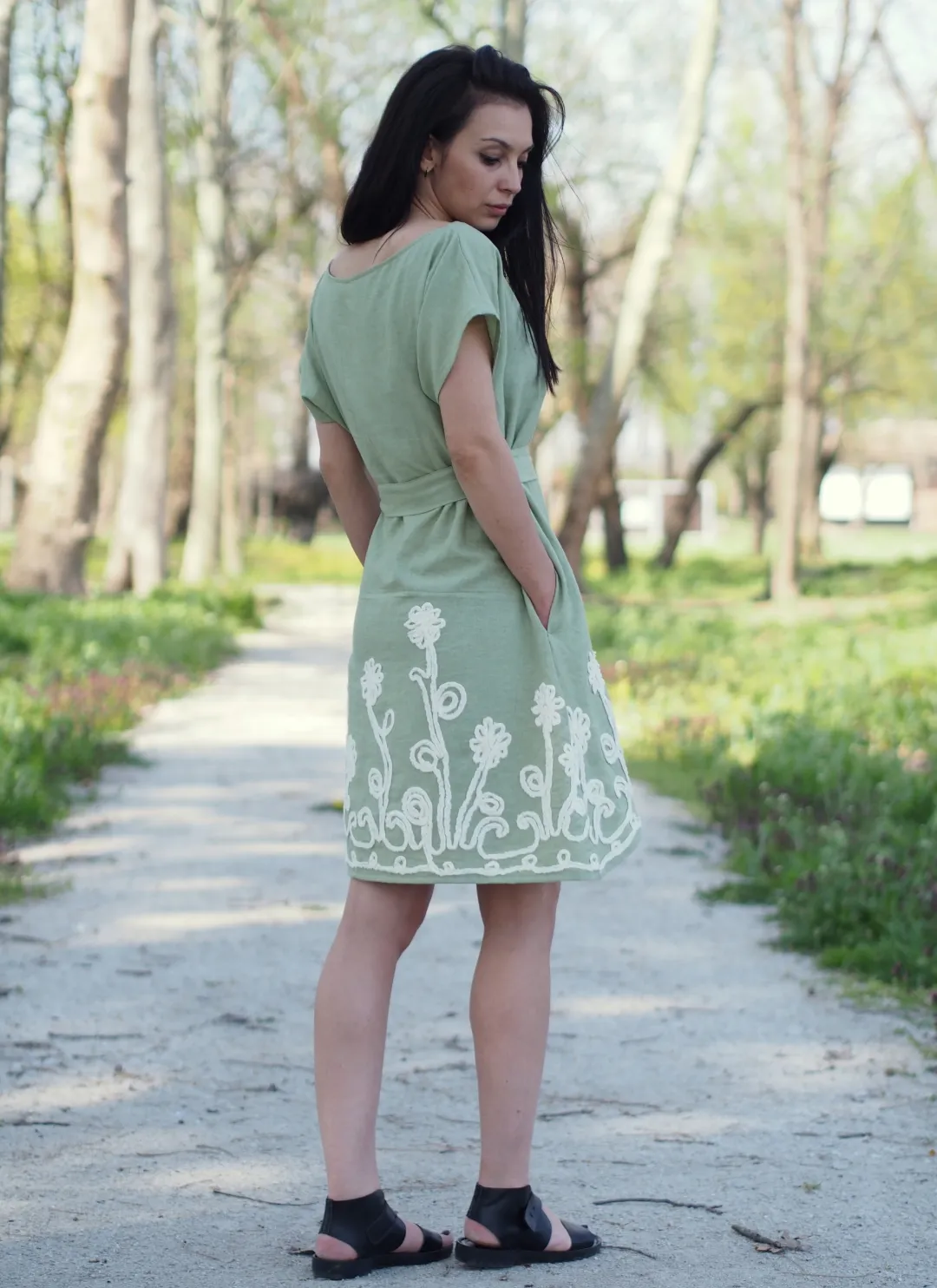 Green linen dress,linen dress for women,women linen dress,summer linen dress