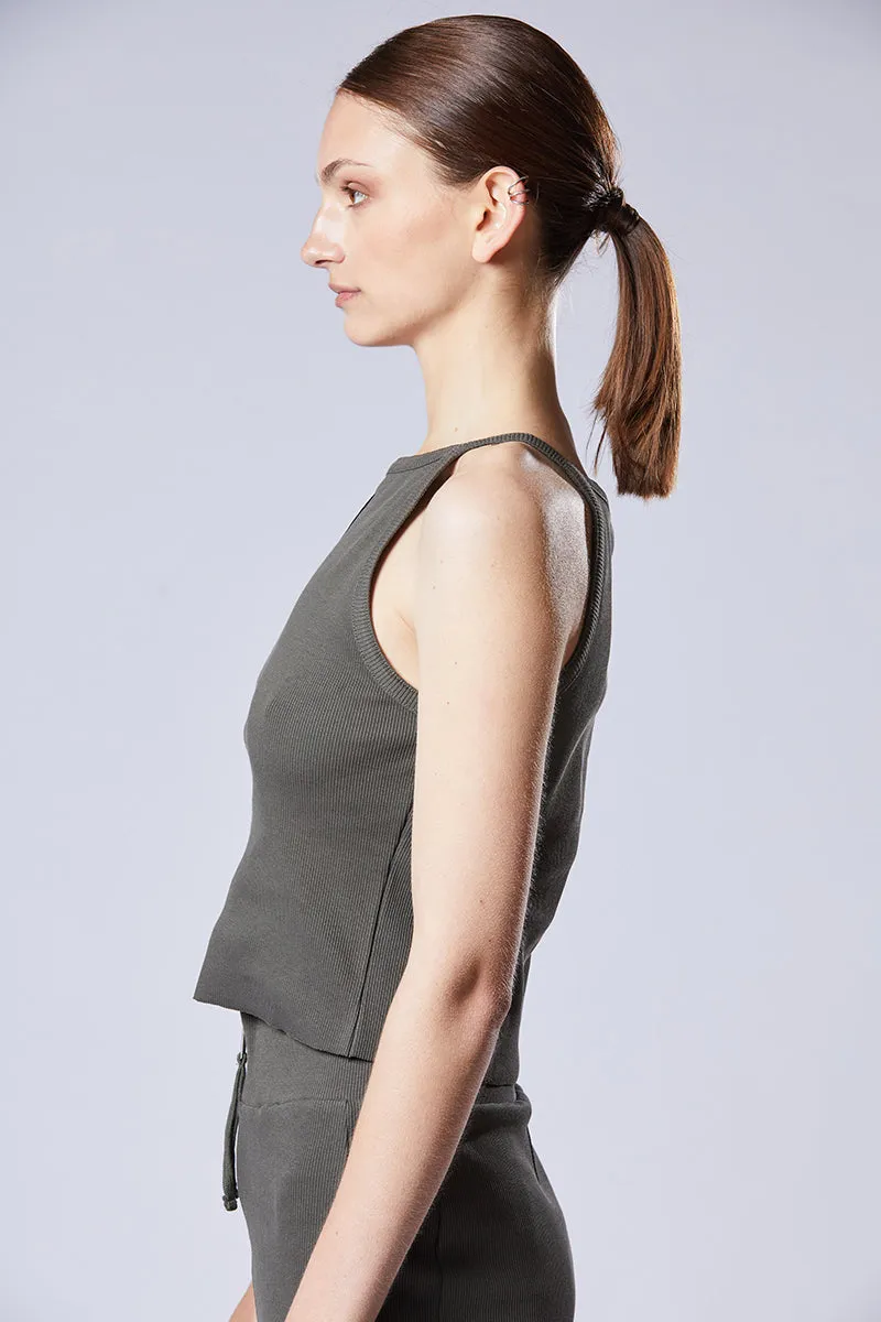 GREEN RIB TANK TOP