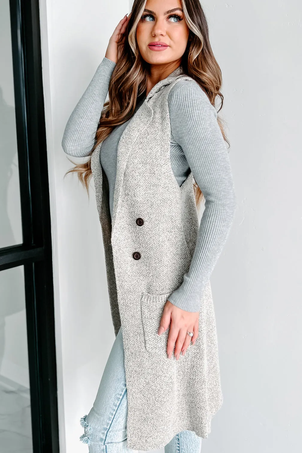 Holiday Steal- Celene Open Front Sweater Vest (Oatmeal)