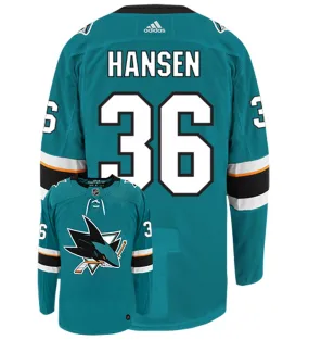 Jannik Hansen San Jose Sharks Adidas Authentic Home NHL Hockey Jersey     