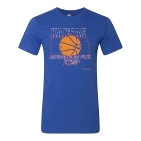 Kansas 2020 Basketball National Champions Blue Crew T-Shirt