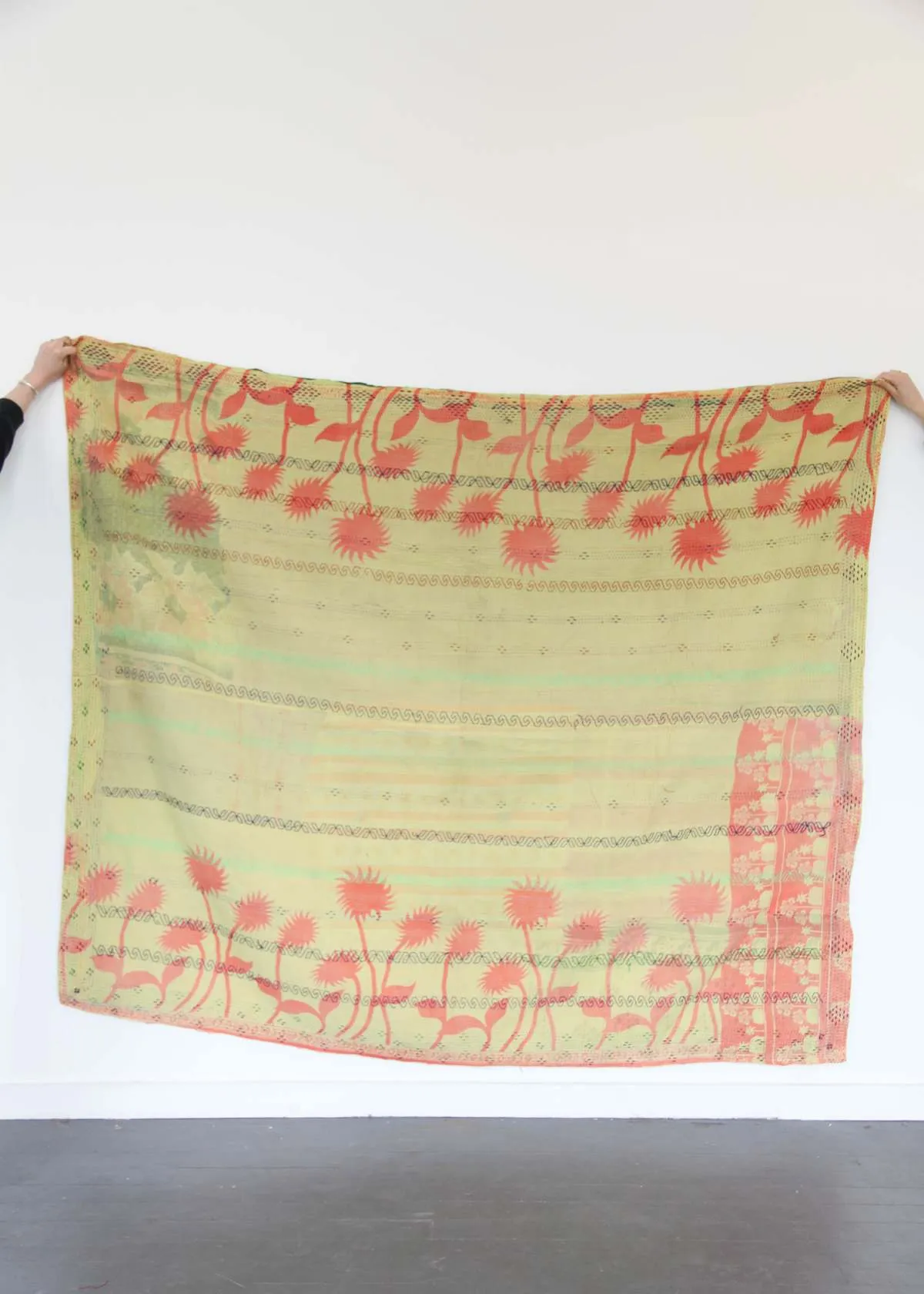 Kantha Quilt - Yellow/Peach