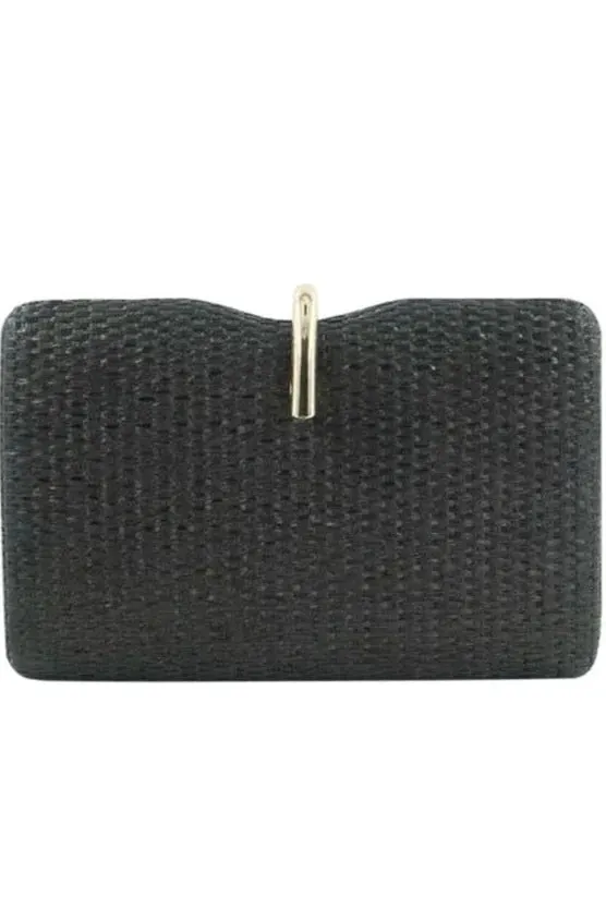 Karrie Straw Clutch - Black