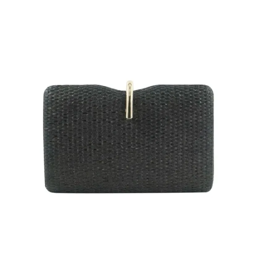 Karrie Straw Clutch - Black