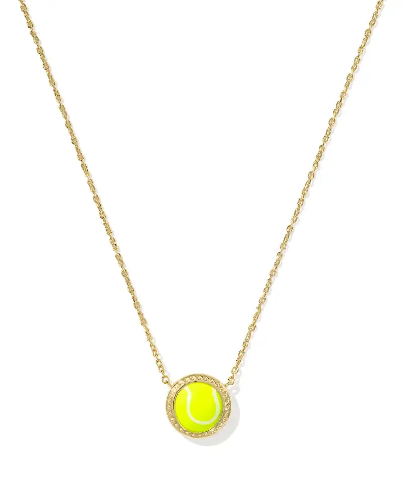 Kendra Scott Tennis Gold Short Pendant Necklace in Chartreuse Magnesite