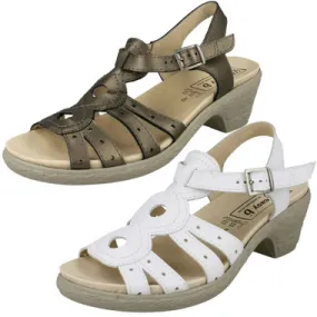 Ladies Easy B Wide Fit Heeled Sandals Tamsin