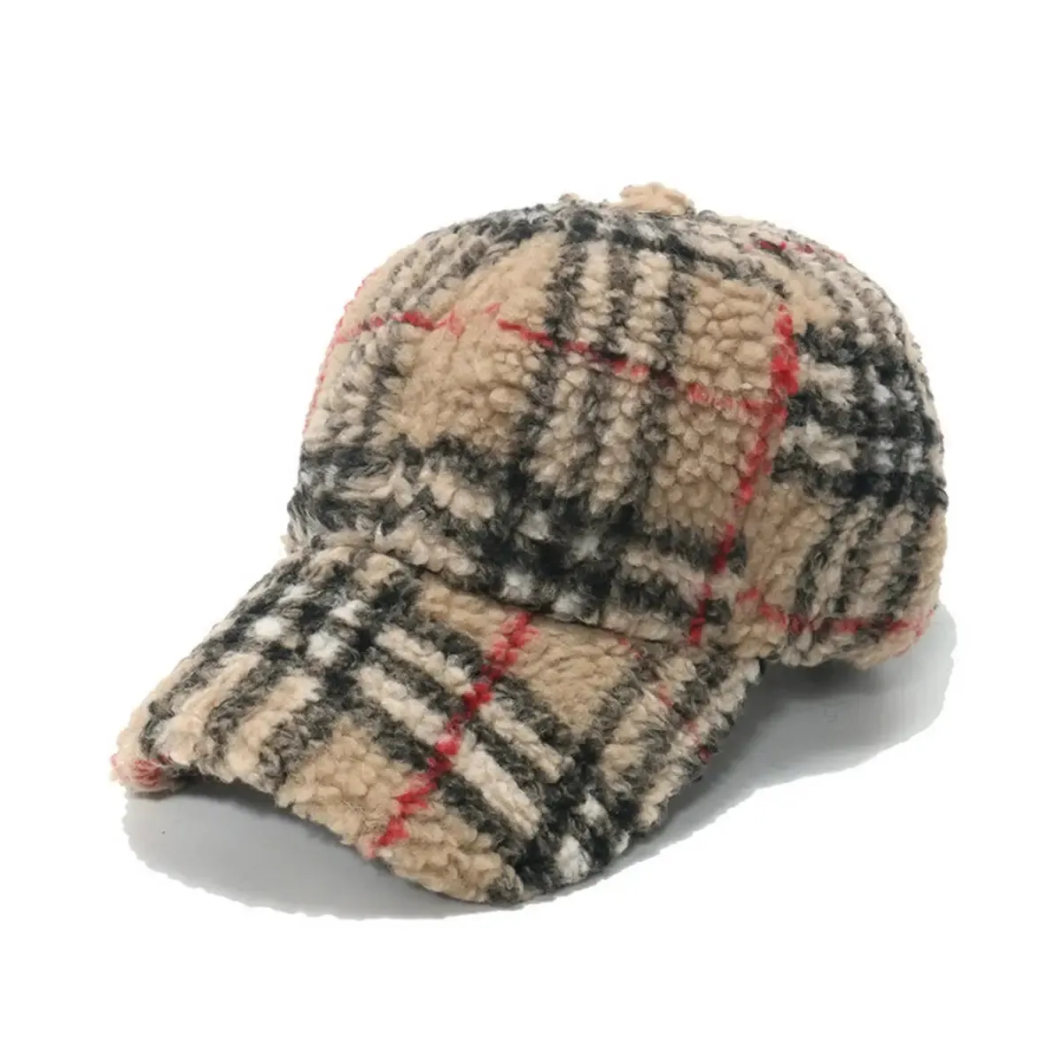 Lamb Wool Retro Classic Plaid Baseball