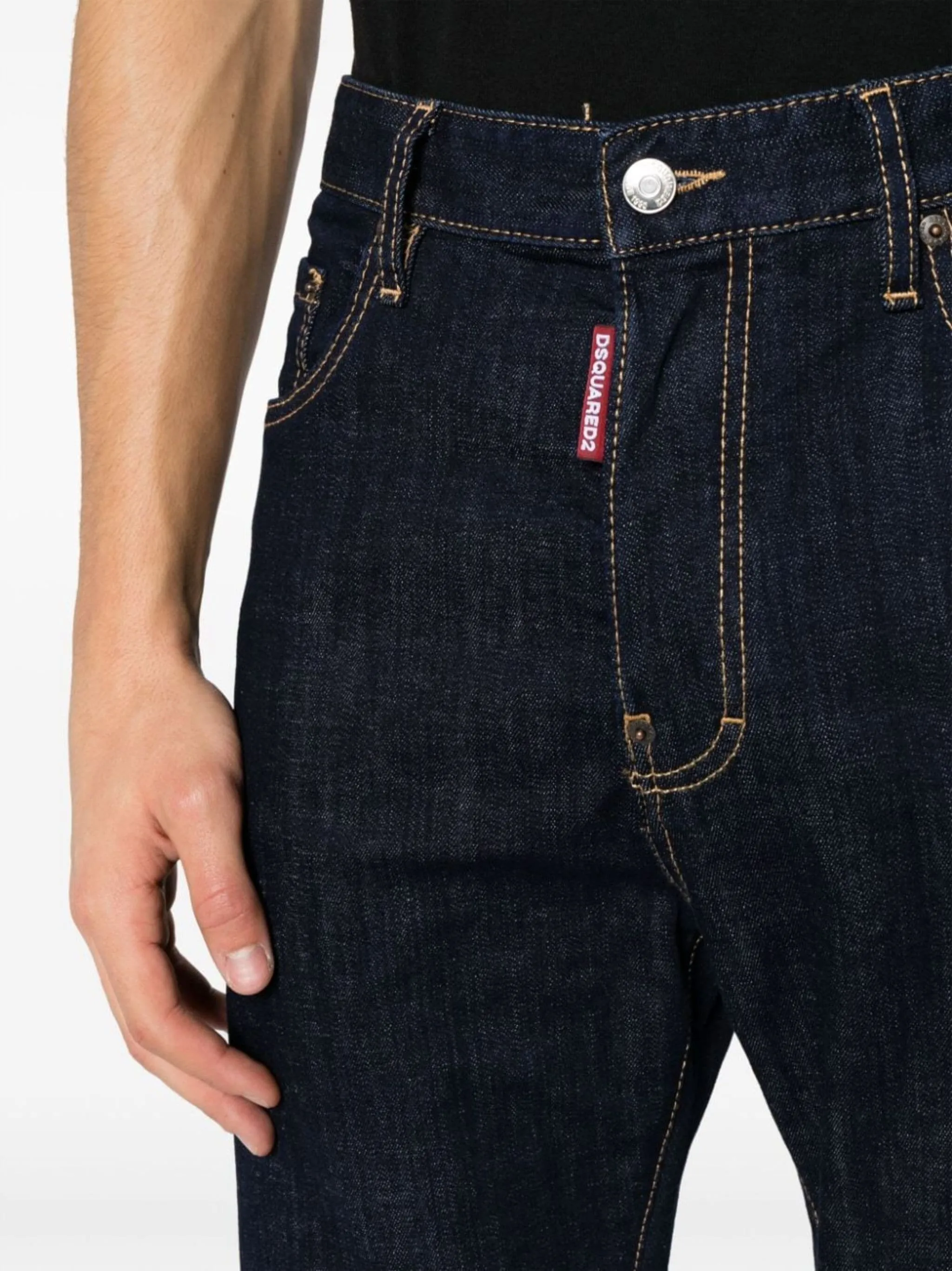logo-patch slim-leg jeans