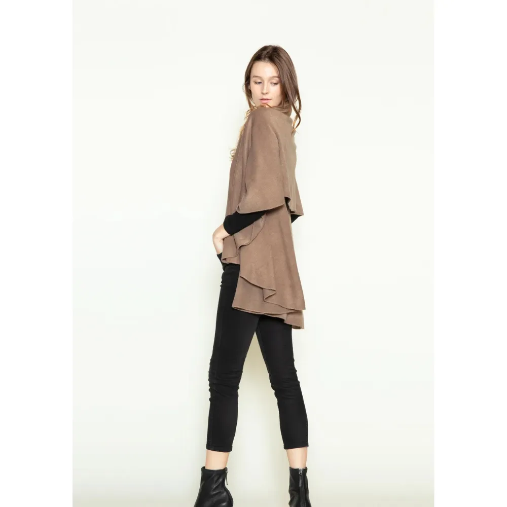 Look By M Basic Shawl Vest Taupe