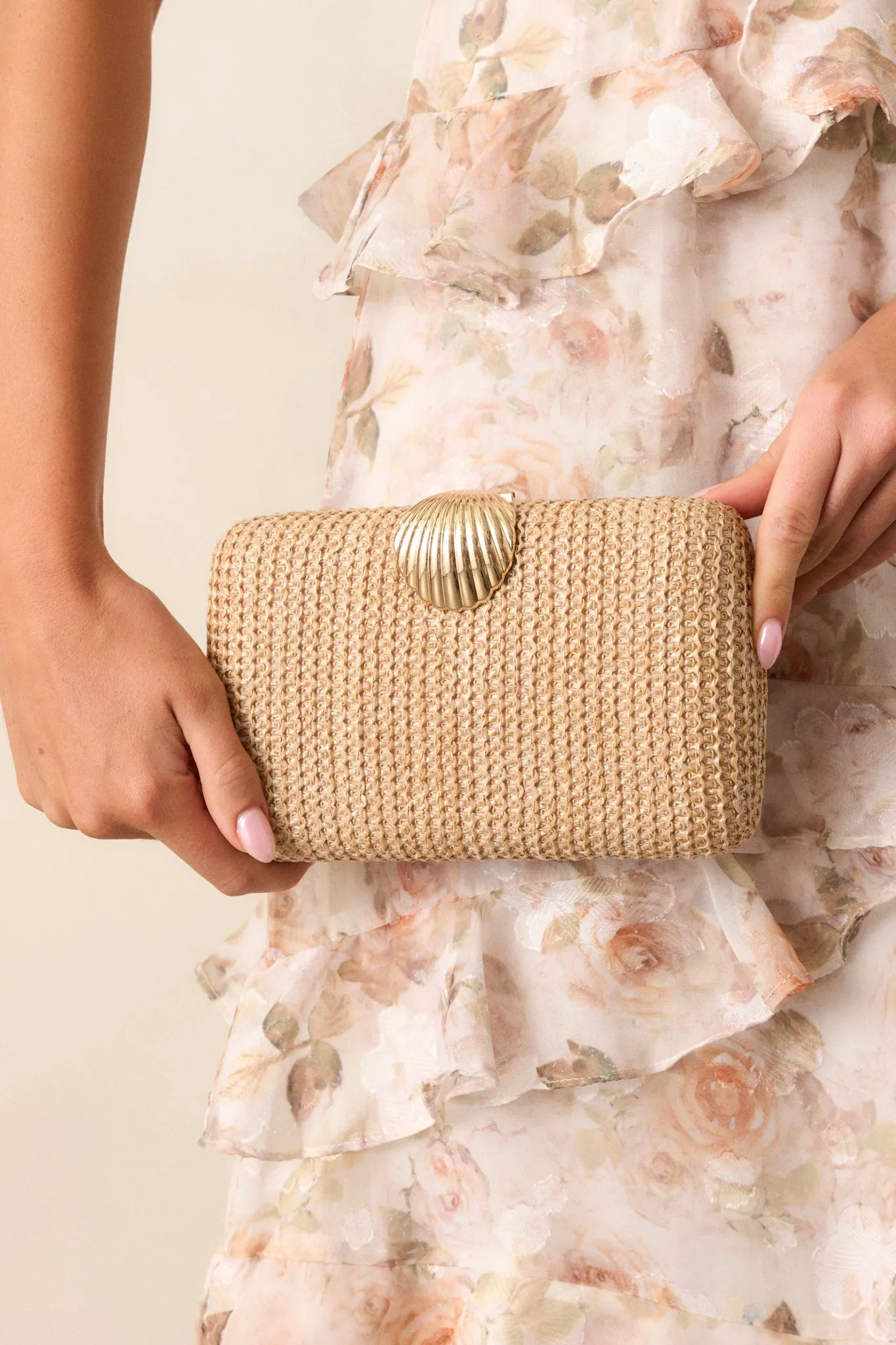 Lost In Time Natural Beige Woven Clutch