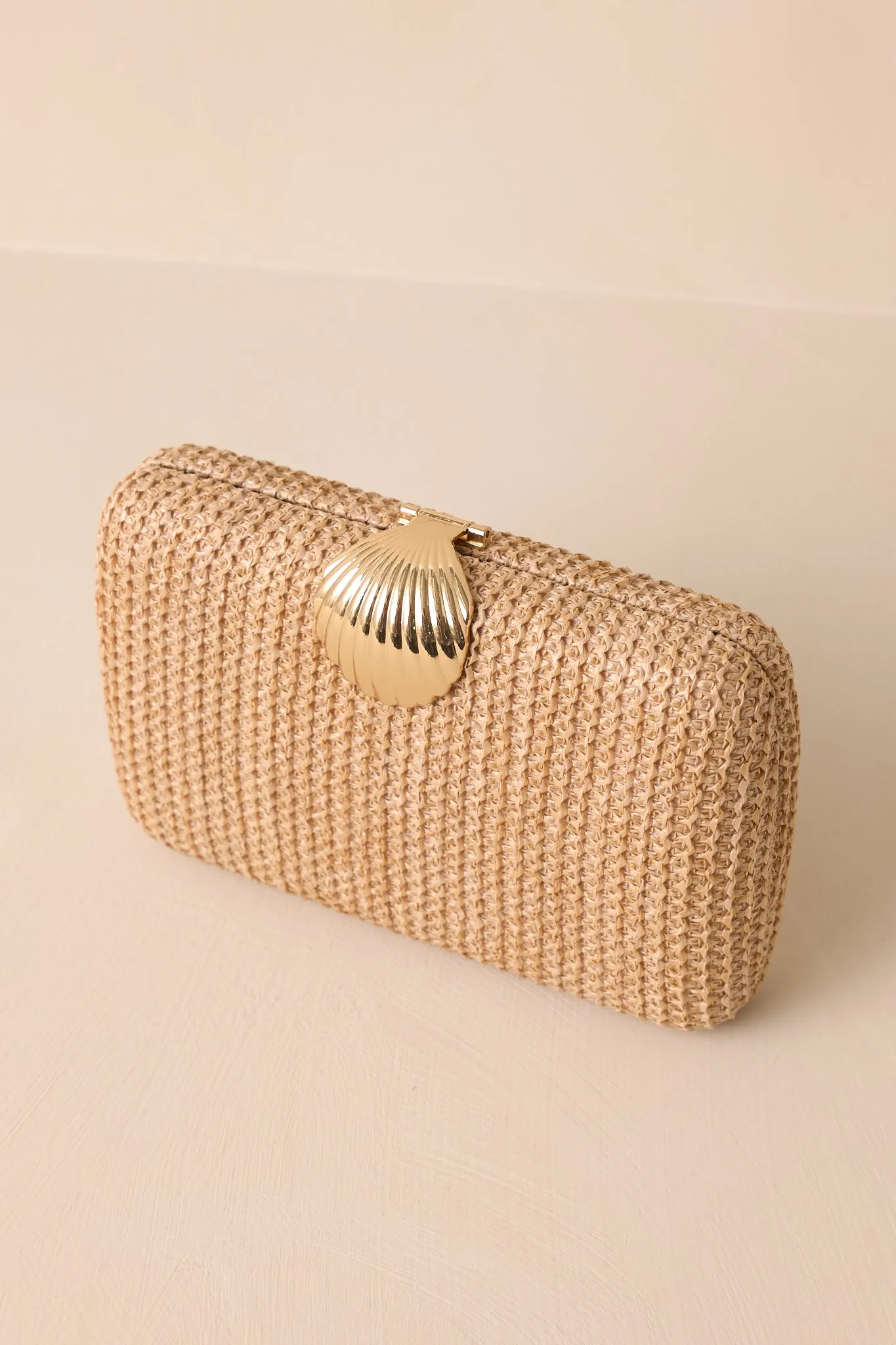 Lost In Time Natural Beige Woven Clutch