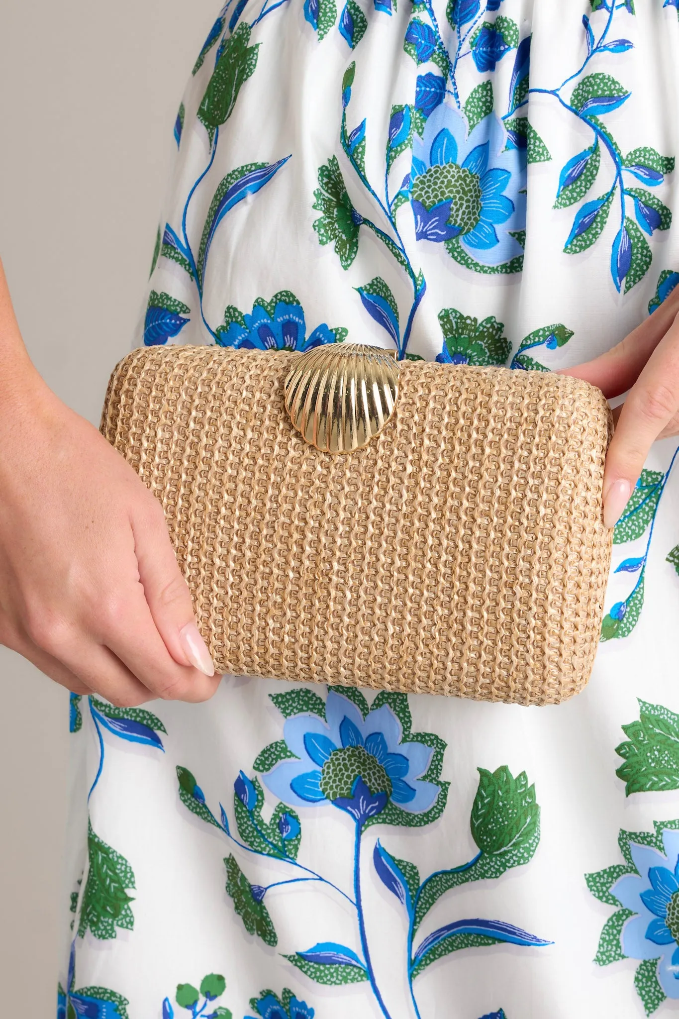 Lost In Time Natural Beige Woven Clutch