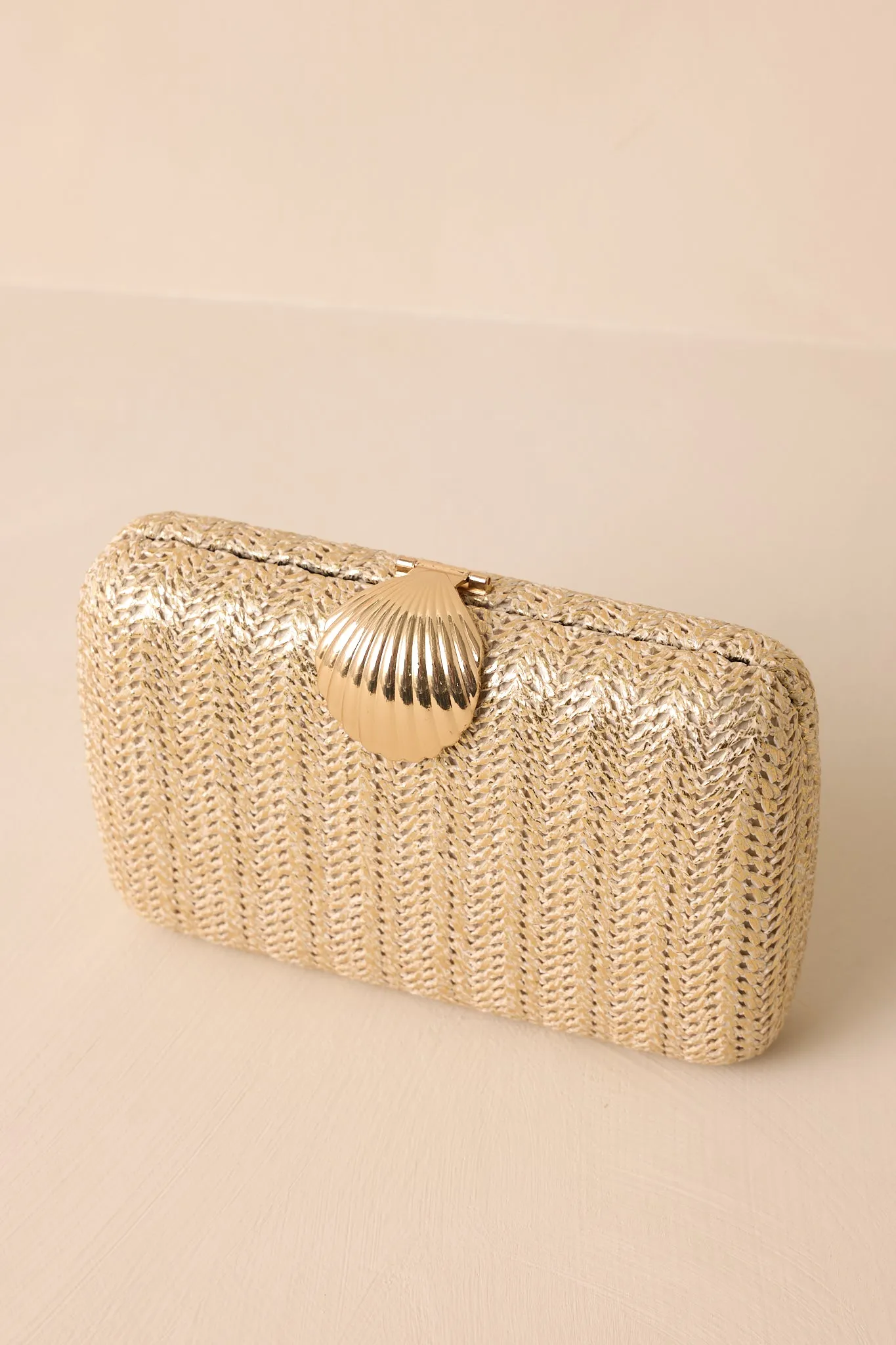 Lost In Time Natural Gold Woven Clutch