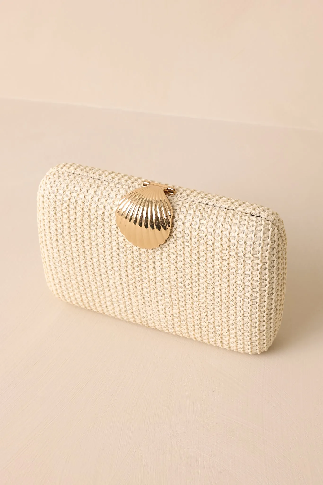 Lost In Time Natural Ivory Woven Clutch