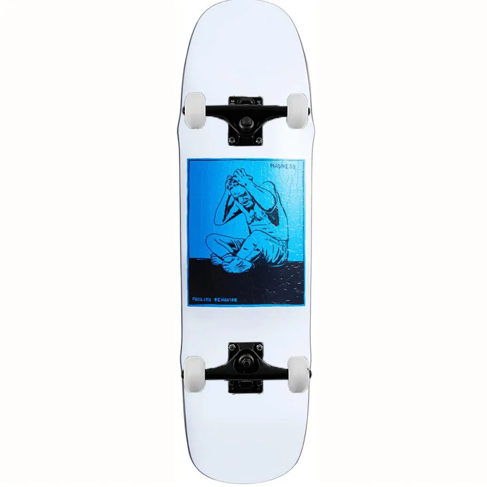 Madness Stressed Complete Skateboard White Blue 8.5