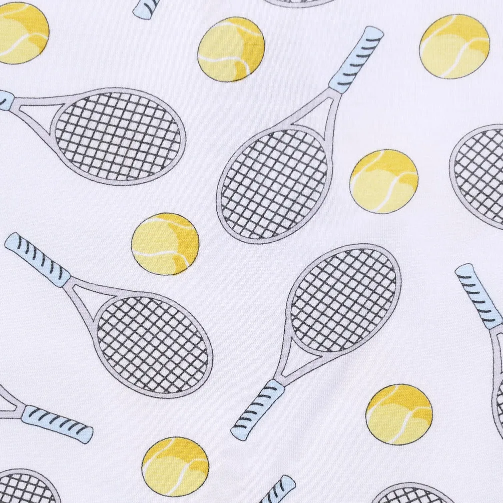 Magnolia Baby Bamboo Printed Zipper Footie - Tennis Anyone? Blue