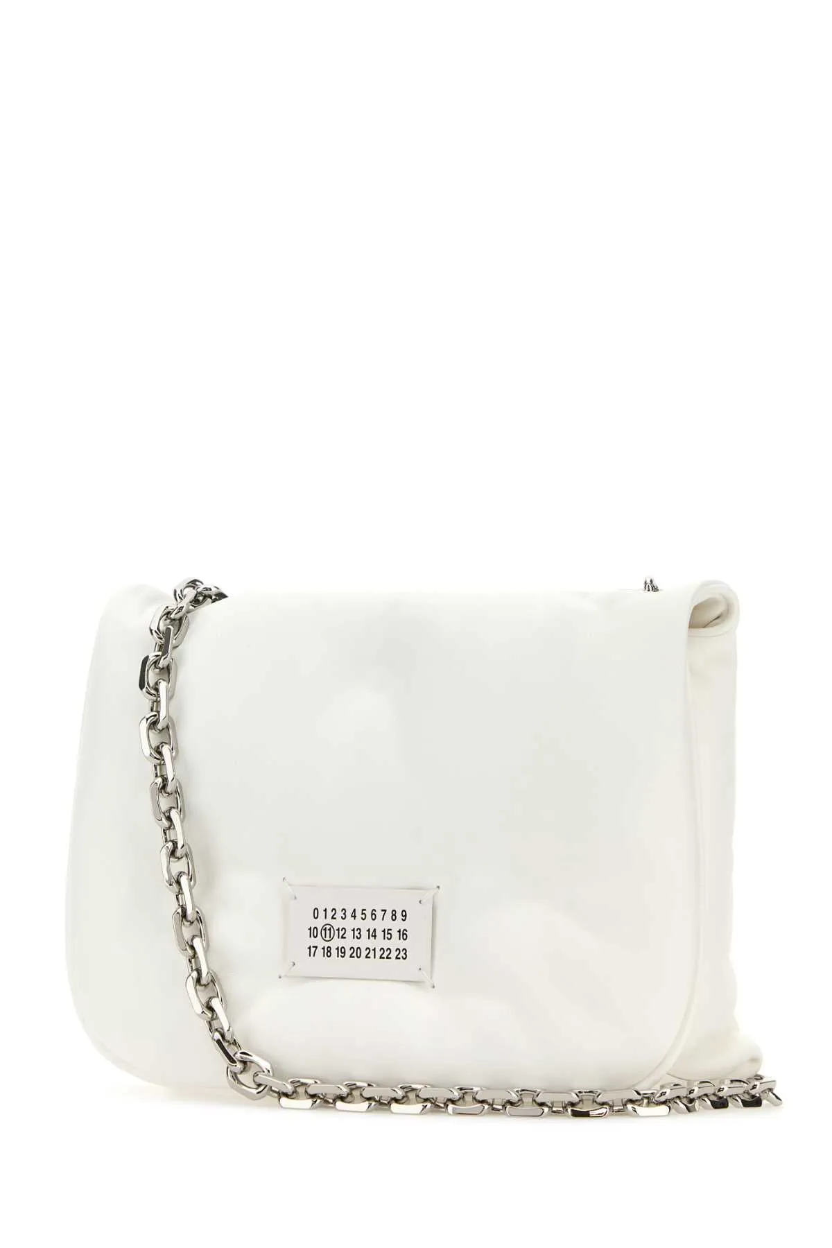 Maison Margiela White Nappa Leather Small Glam Slam Flap Crossbody Bag