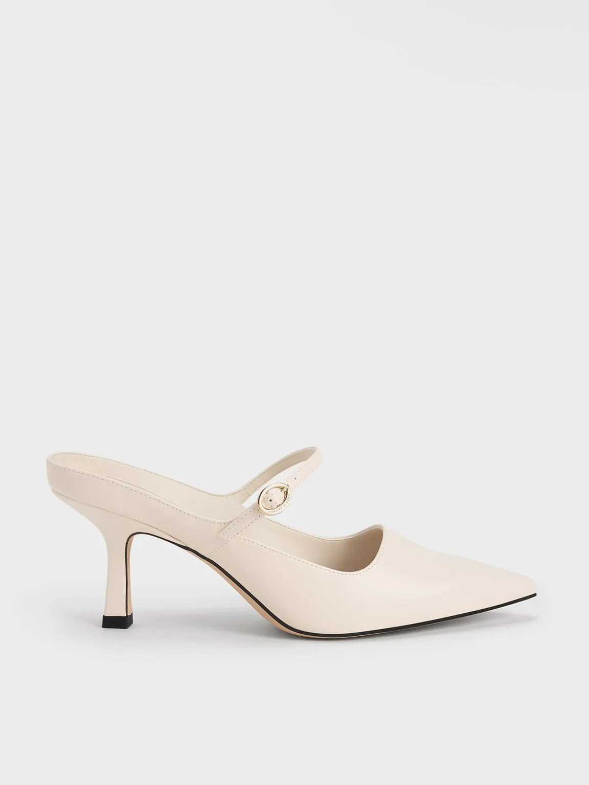 Mary Jane Heeled Mules - Chalk