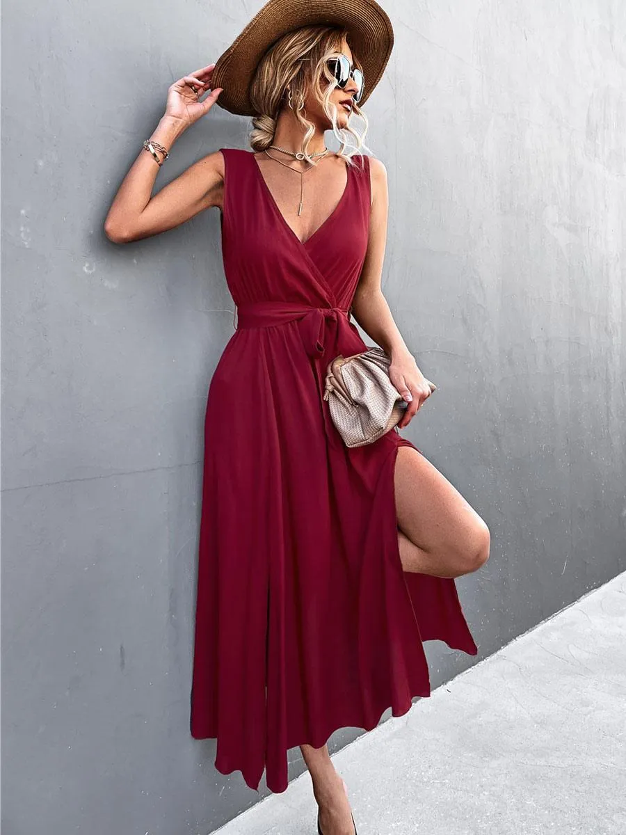 Maxi Dress V-Neck Sleeveless Long Dress