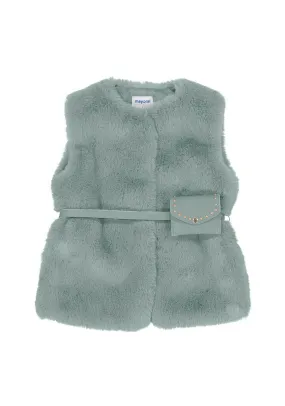 Mayoral Mini Girl Faux Fur Vest, Jade Green