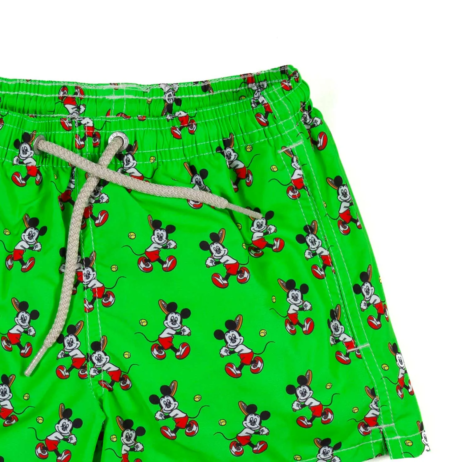 Mc2 Saint Barth Green Boxer Swimsuit With Mickey Mouse Tennis Prints