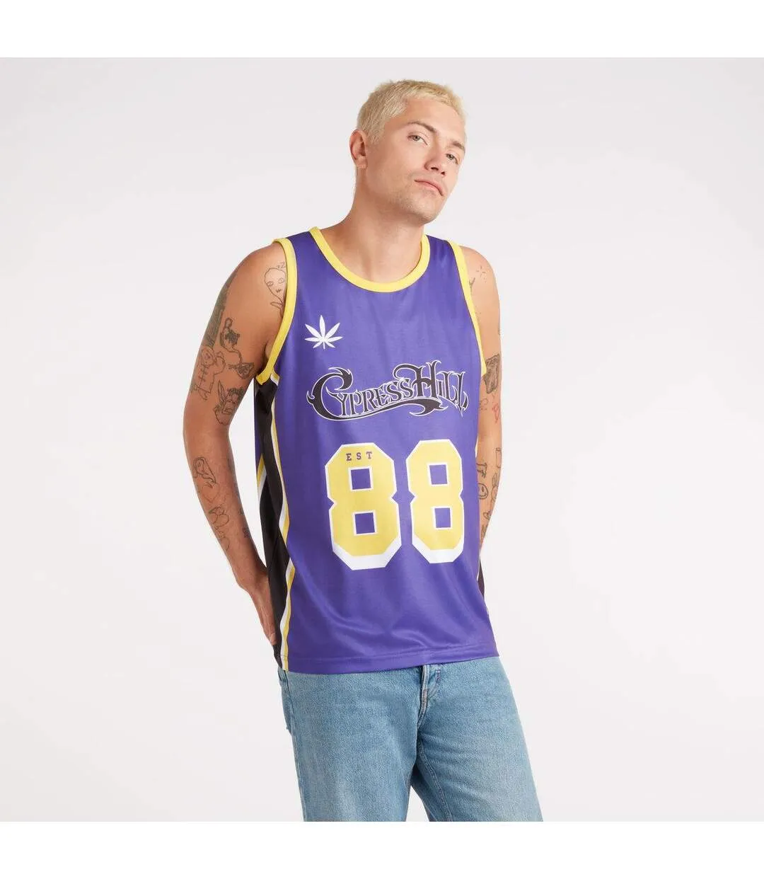 Mens greenthumb cypress hill basketball jersey purple Amplified