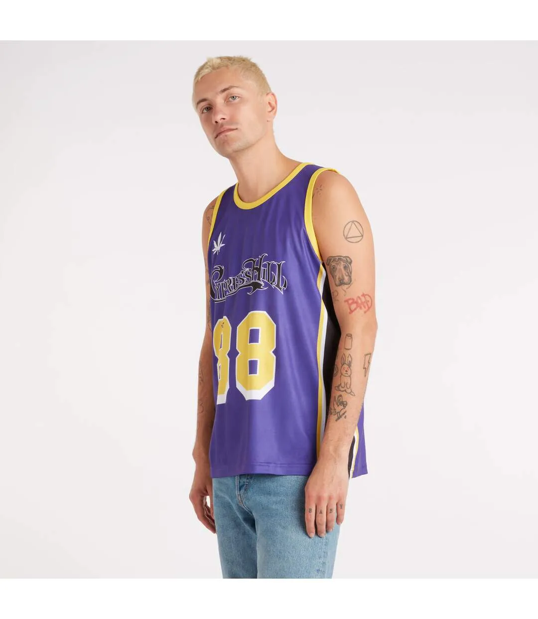 Mens greenthumb cypress hill basketball jersey purple Amplified