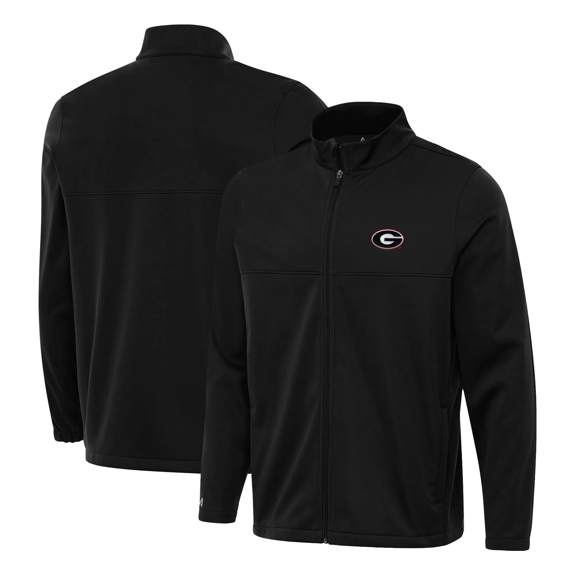 Men's Antigua  Black Georgia Bulldogs Links 2 Full-Zip Golf Jacket