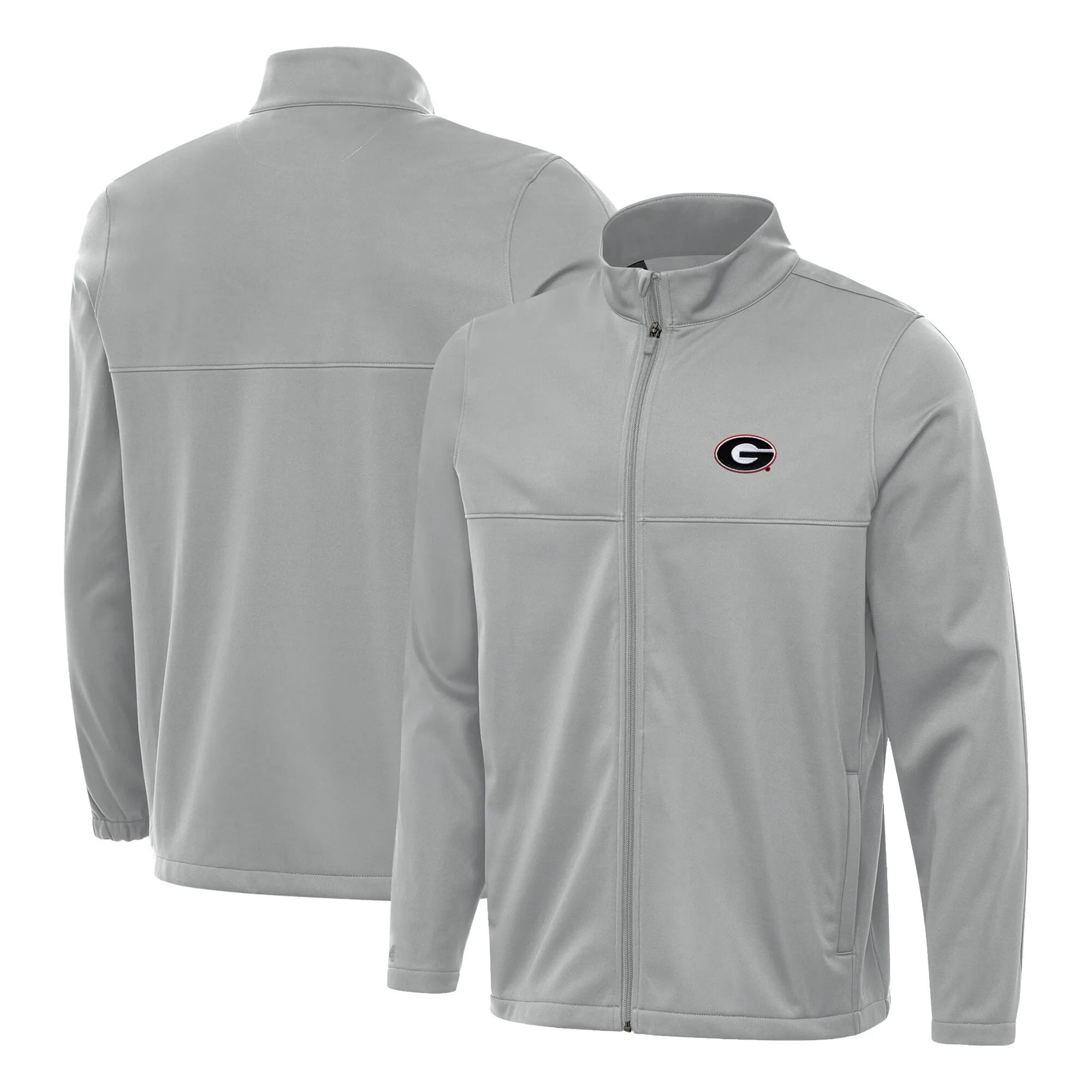 Men's Antigua  Gray Georgia Bulldogs Links 2 Full-Zip Golf Jacket