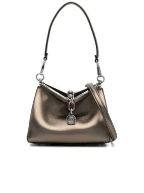 Metallic Effect Pebbled Leather Shoulder Bag