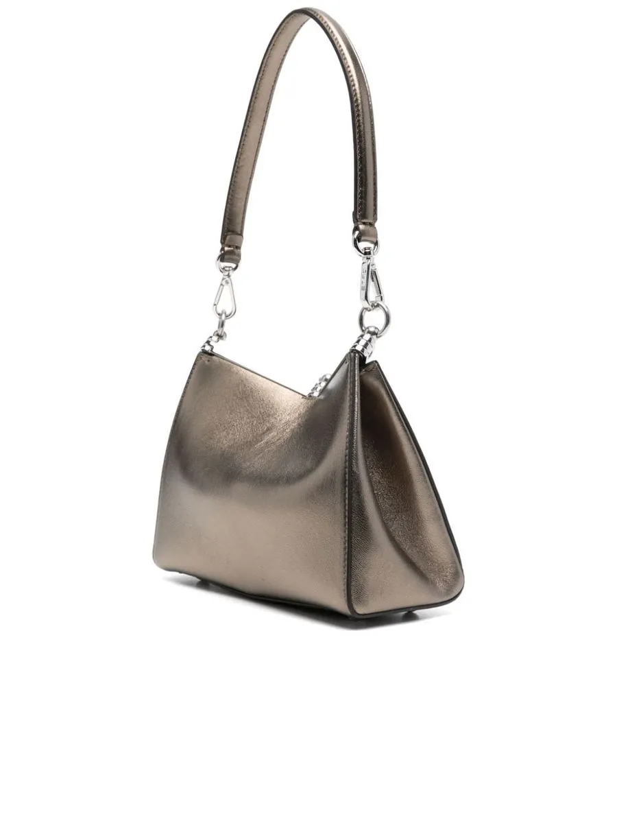 Metallic Effect Pebbled Leather Shoulder Bag