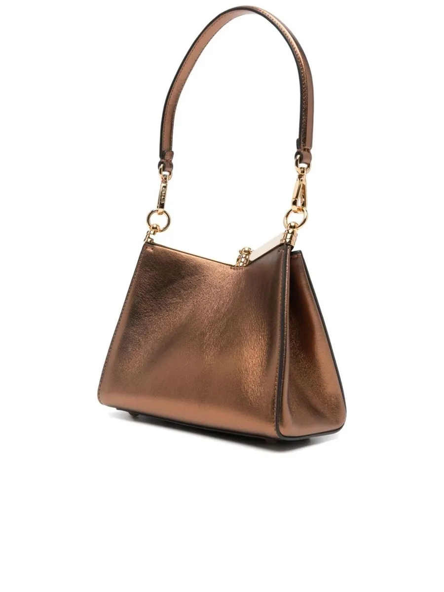 Metallic Finish Leather Shoulder Bag